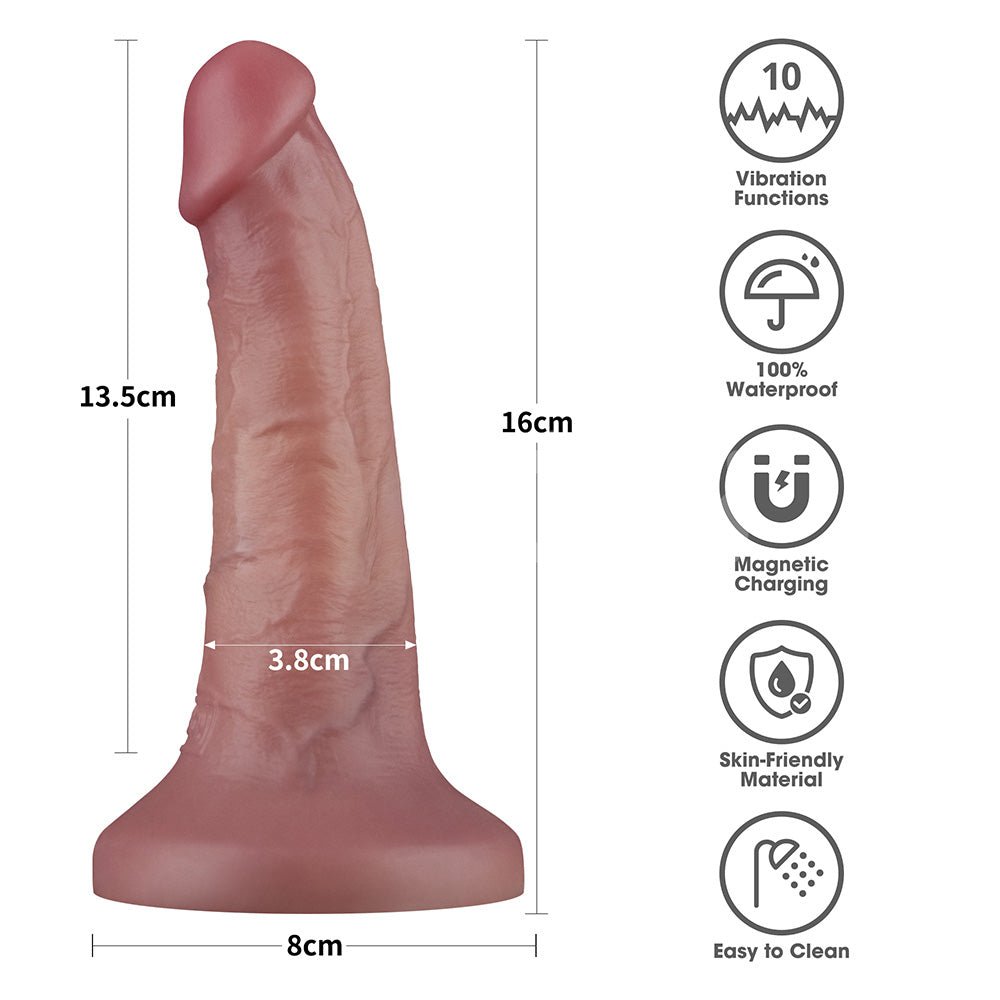 Dual Density Power Cock - 6 Inch Flesh - Vibrating Dong - DONGS
