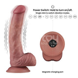 Dual Density Power Cock 9 Inch Flesh USB Rechargeable Vibrating Dildo - DONGS