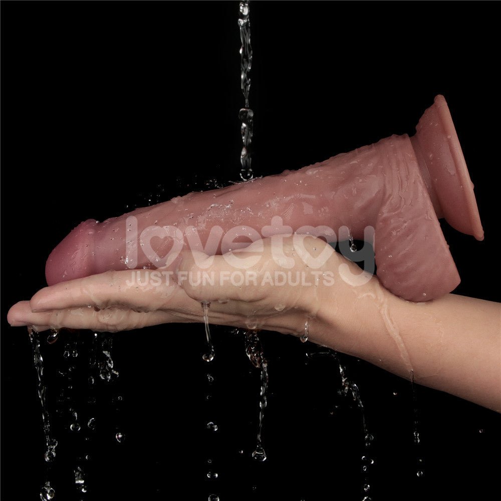 Dual Density Power Cock 9 Inch Flesh USB Rechargeable Vibrating Dildo - DONGS