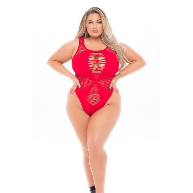 Duchess High Neck Bodysuit Red - Naughty by Nature Adult Store