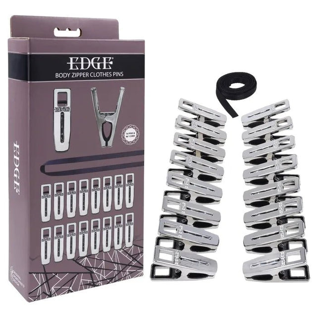 EDGE Body Zipper Clothespins Chrome Finish Set Of 16 - BONDAGE - TOYS