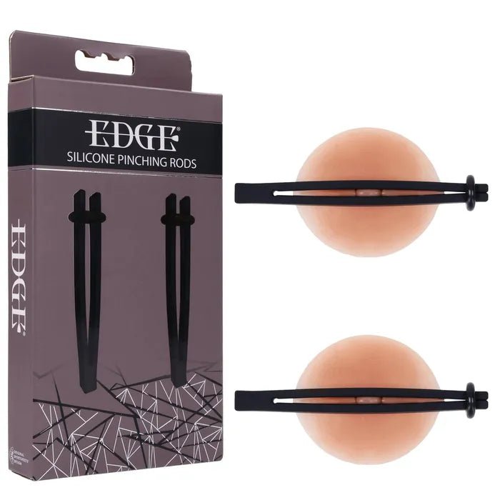 Edge Silicone Pinching Rods Black Nipple Restraints for Sensual Play - BONDAGE - TOYS