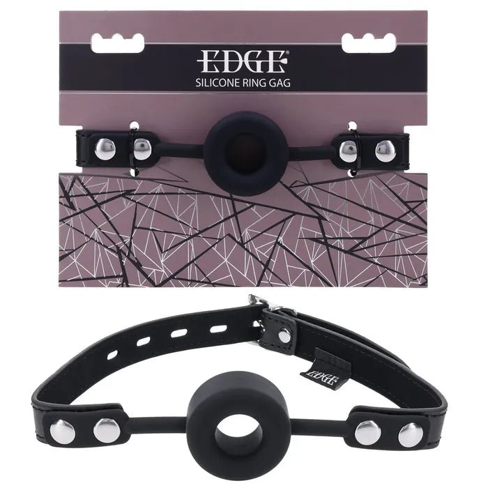 EDGE Silicone Ring Gag Black Mouth Restraint - BONDAGE - TOYS