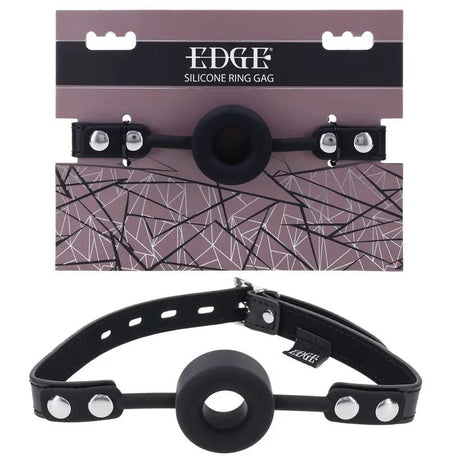 EDGE Silicone Ring Gag Black Mouth Restraint - BONDAGE - TOYS