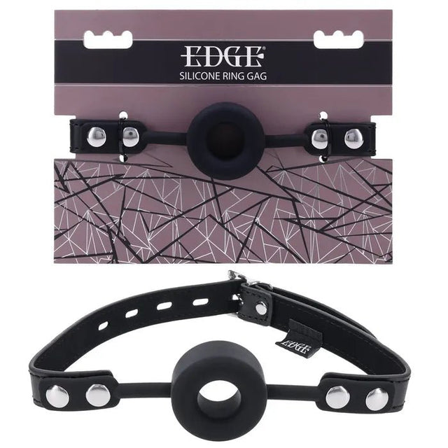 EDGE Silicone Ring Gag Black Mouth Restraint - BONDAGE - TOYS