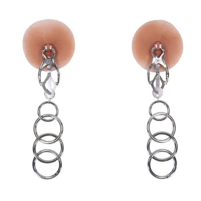 Edge Tuggable Clover Clamps Metal Nipple Restraints - BONDAGE - TOYS