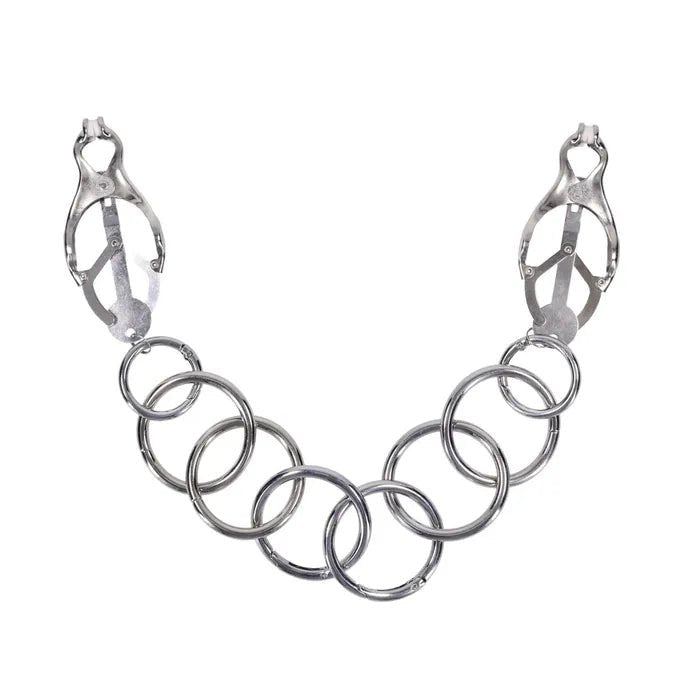 Edge Tuggable Clover Clamps Metal Nipple Restraints - BONDAGE - TOYS