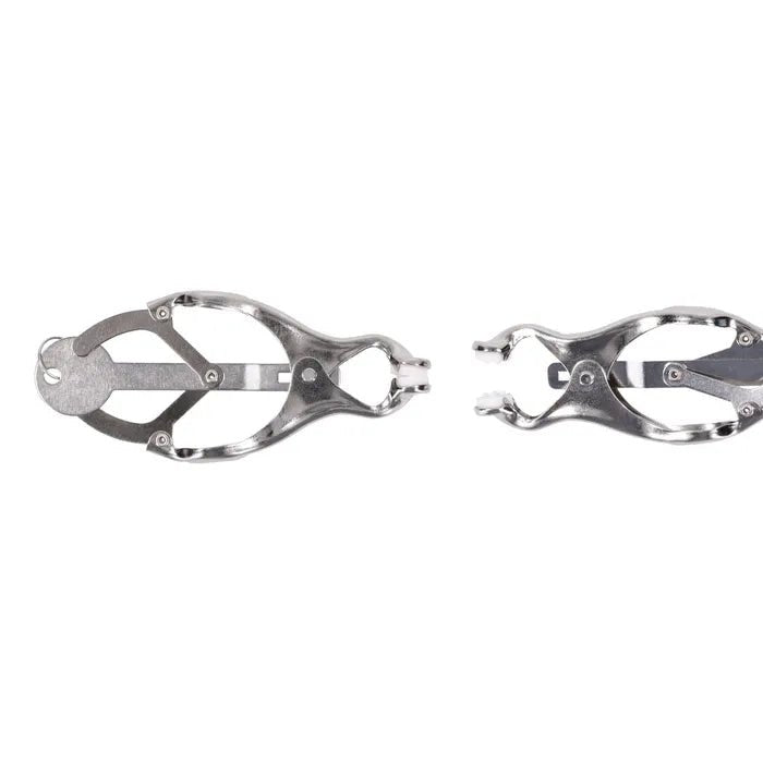Edge Tuggable Clover Clamps Metal Nipple Restraints - BONDAGE - TOYS