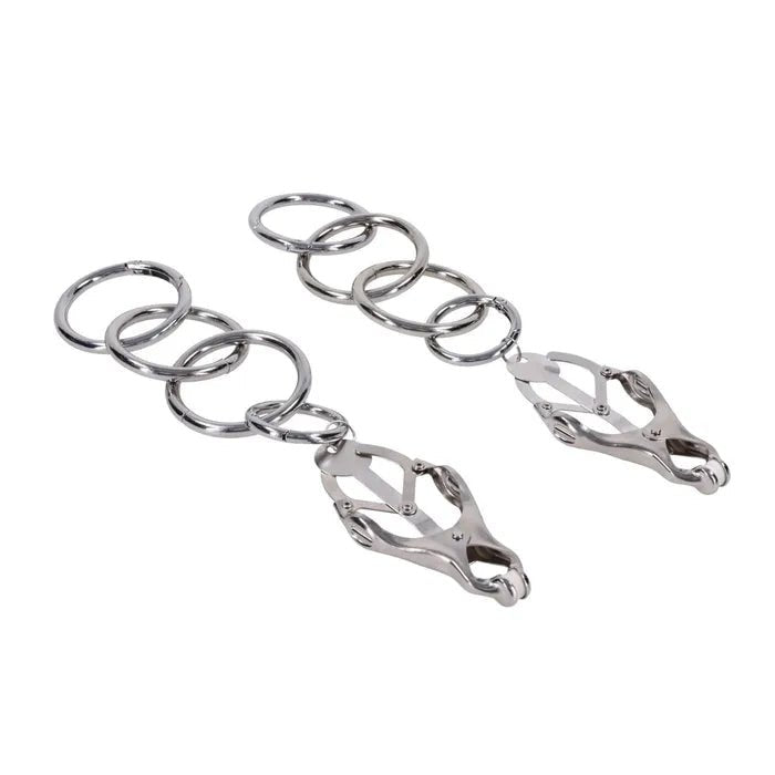 Edge Tuggable Clover Clamps Metal Nipple Restraints - BONDAGE - TOYS