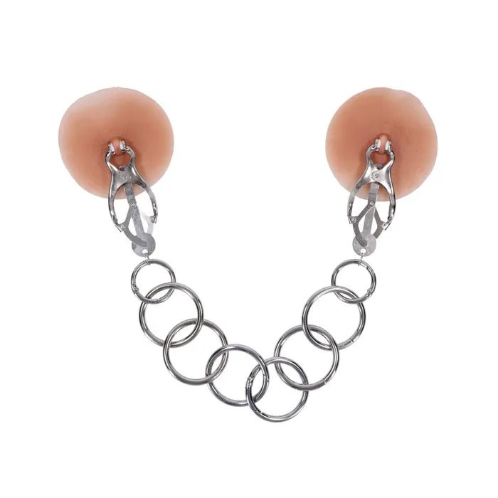 Edge Tuggable Clover Clamps Metal Nipple Restraints - BONDAGE - TOYS