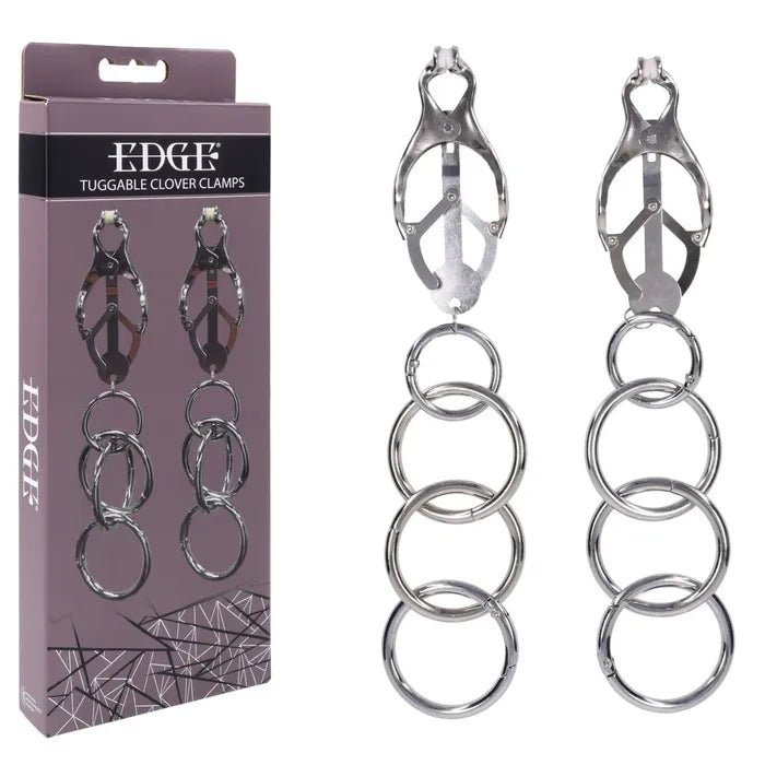 Edge Tuggable Clover Clamps Metal Nipple Restraints - BONDAGE - TOYS