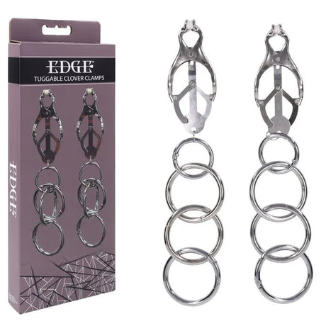 Edge Tuggable Clover Clamps Metal Nipple Restraints - BONDAGE - TOYS