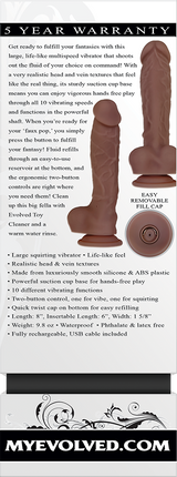 Evolved Big Shot - Brown - Brown 20.3 cm (8'') USB Rechargeable Squirting Dong