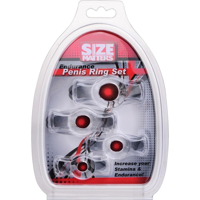 Endurance Clear 4 Ring Penis Set - Adult Toys