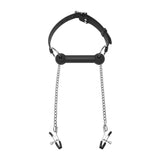 Equine Silicone Bit Gag With Nipple Clamps - Adult Toys
