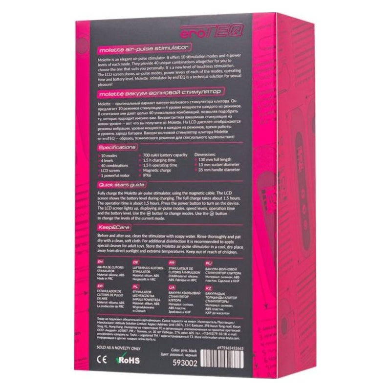 eroTeq Vacuum - Wave Clitoral Vibrator Molette Pink - Adult Toys
