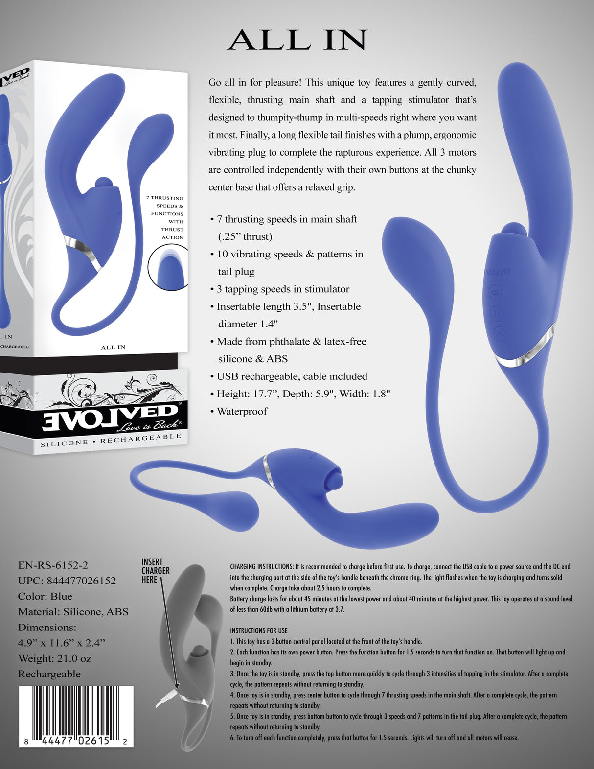 Evolved ALL IN - Rechargeable Triple Stimulating Vibrator - VIBRATORS