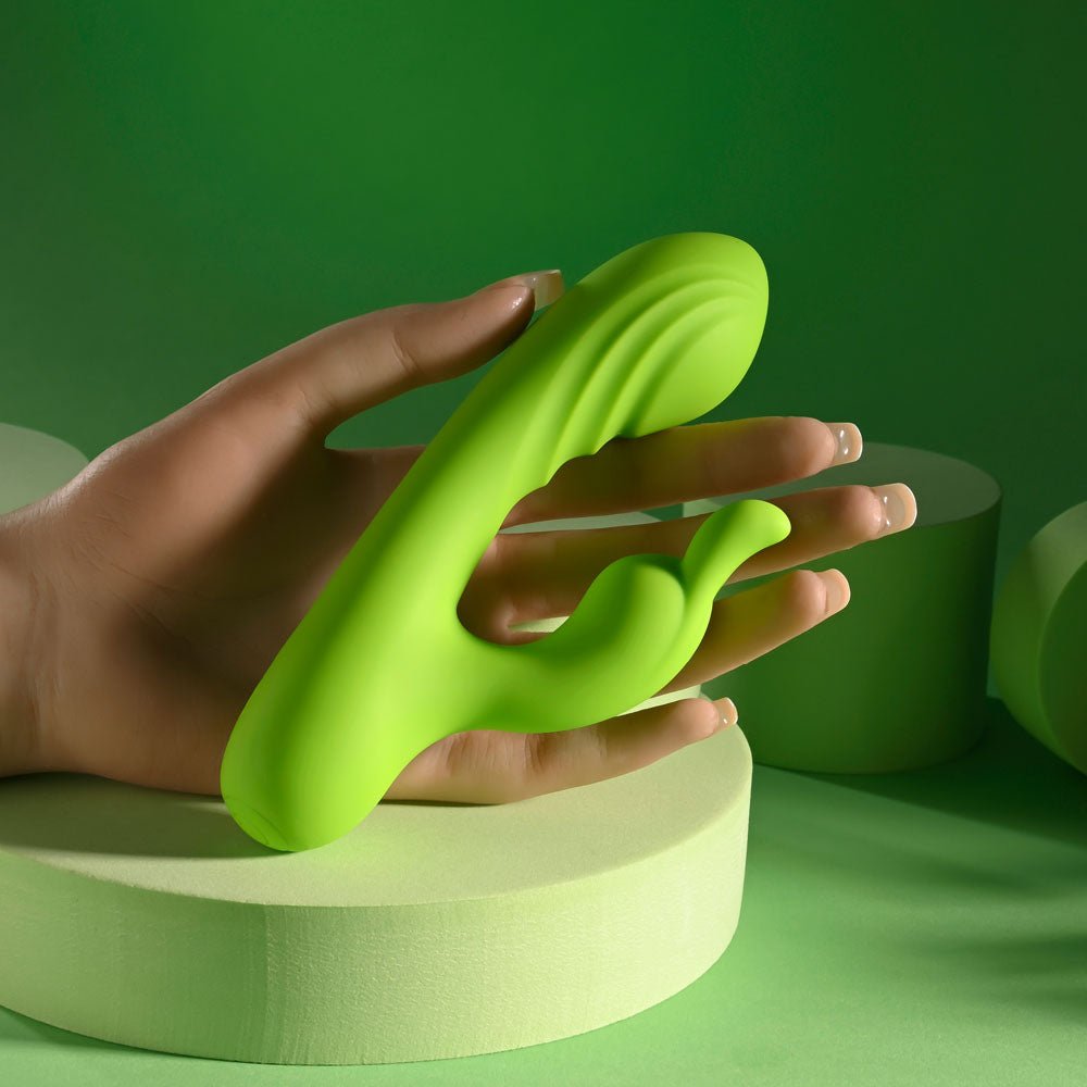 Evolved BRAT BUNNY Rabbit Vibrator Green - VIBRATORS