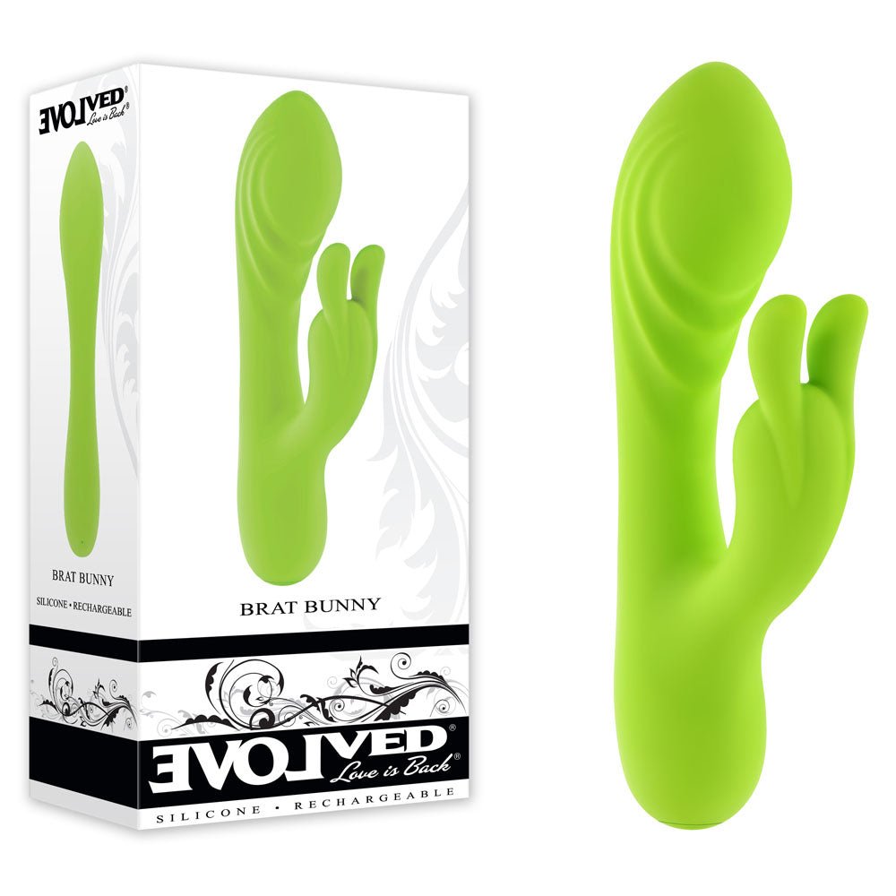 Evolved BRAT BUNNY Rabbit Vibrator Green - VIBRATORS