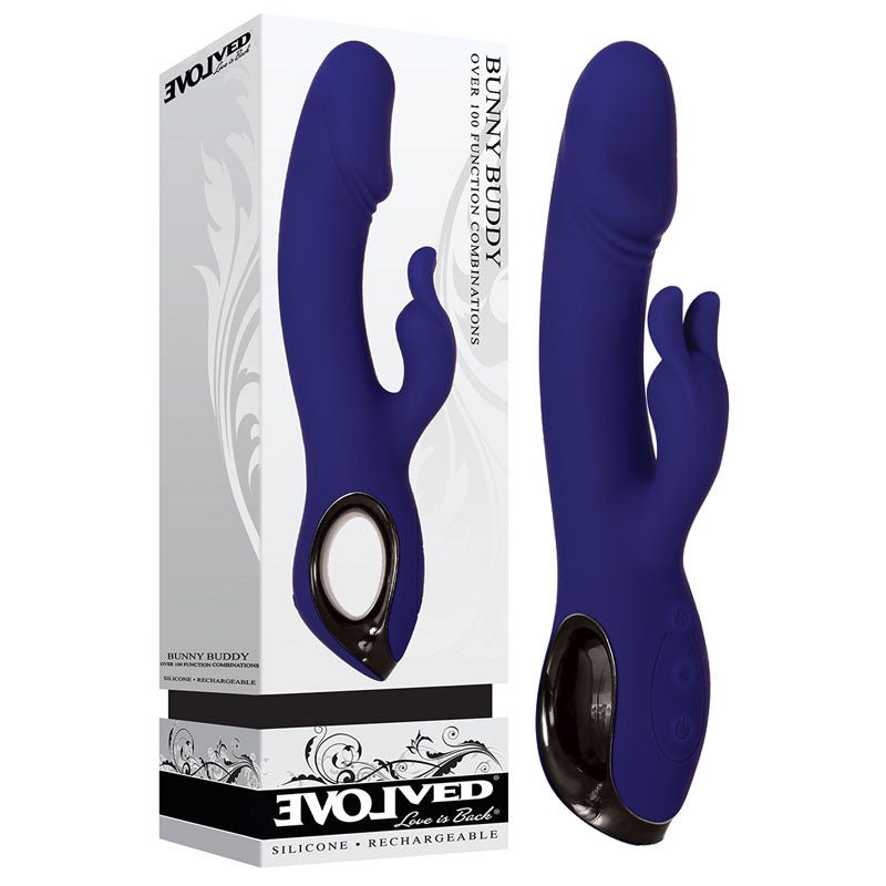 Evolved Bunny Buddy - Blue 22.2 cm USB Rechargeable Rabbit Vibrator - VIBRATORS - RABBIT