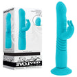 Evolved BUNNY HOP - Teal 25.1 cm USB Rechargeable Thrusting Rabbit Vibrator with Suction Base - VIBRATORS