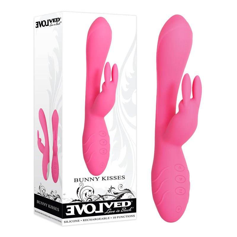 Evolved Bunny Kisses - Pink 20 cm USB Rechargeable Rabbit Vibrator - VIBRATORS - RABBIT