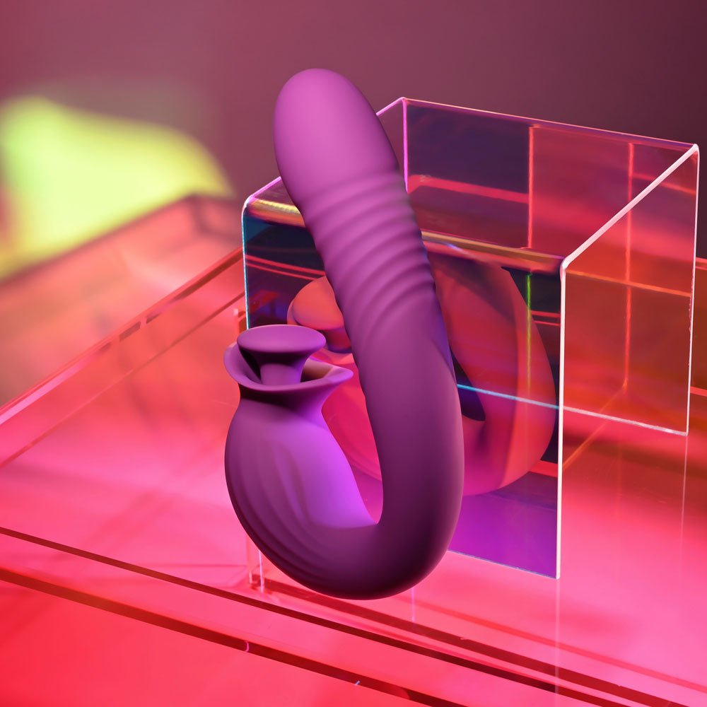 Evolved Deep Ecstasy Purple Thrusting And Tapping Vibrator - VIBRATORS