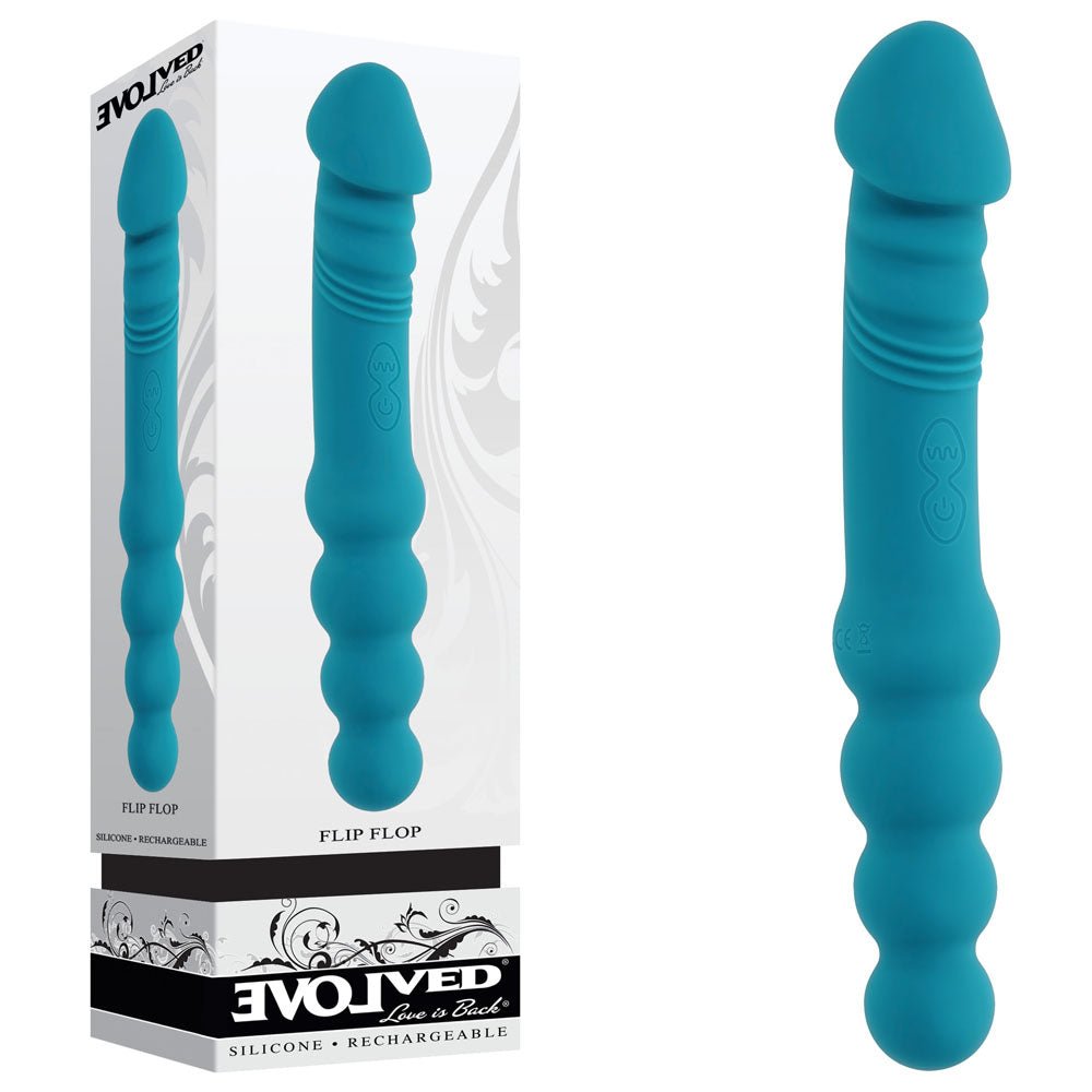 Evolved FLIP FLOP - Blue 23.1 cm USB Rechargeable Dual Ended Vibrator - VIBRATORS