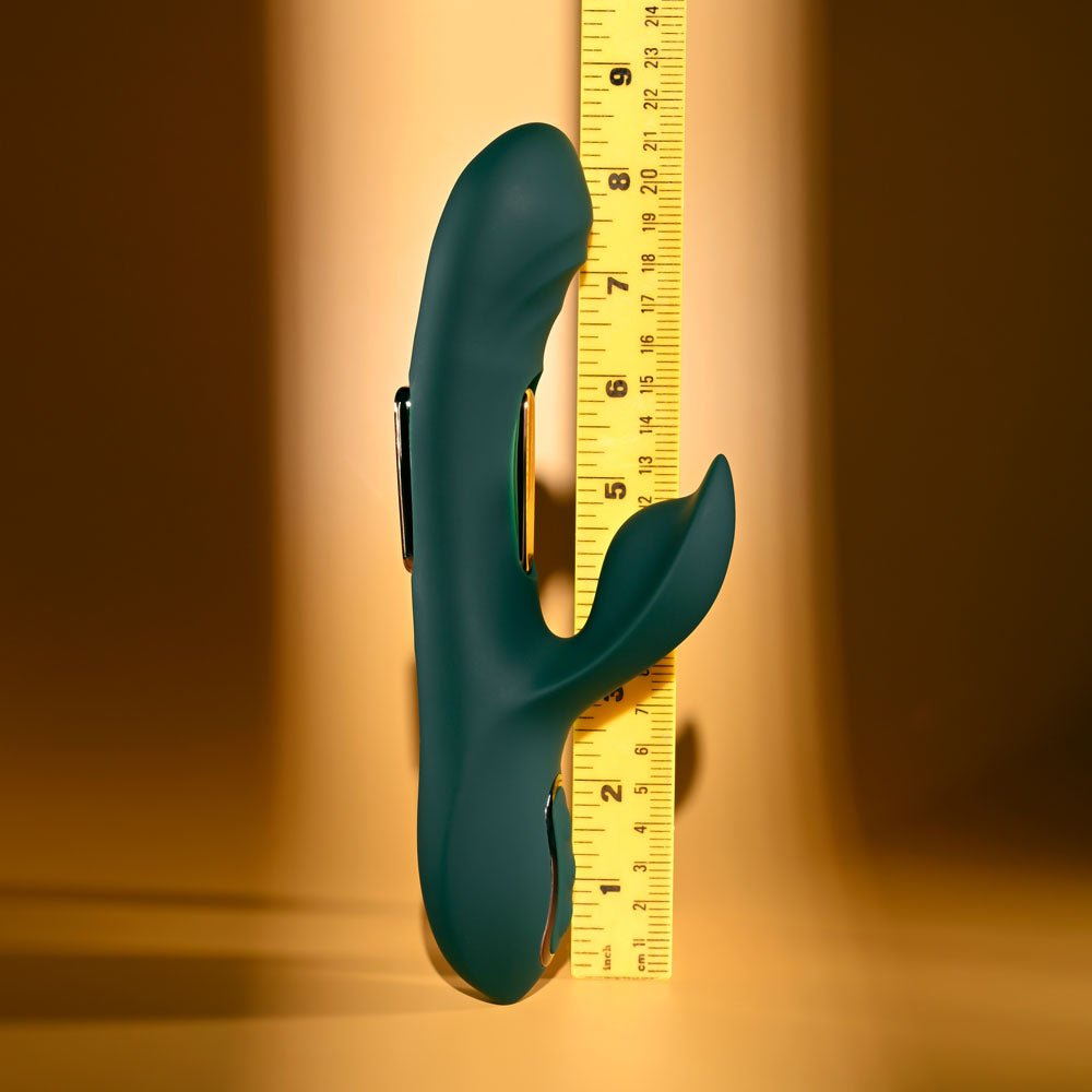 Evolved Heart Of Gold Green Rabbit Vibrator - VIBRATORS