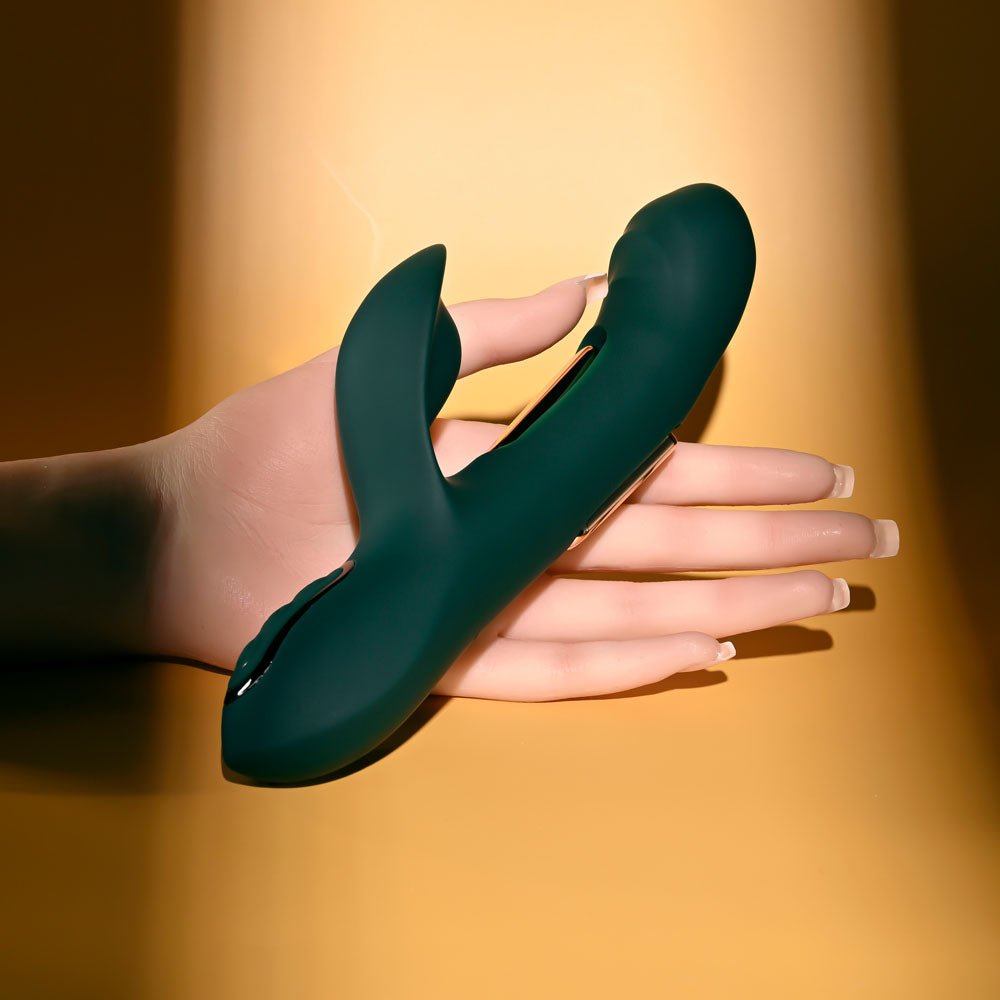 Evolved Heart Of Gold Green Rabbit Vibrator - VIBRATORS