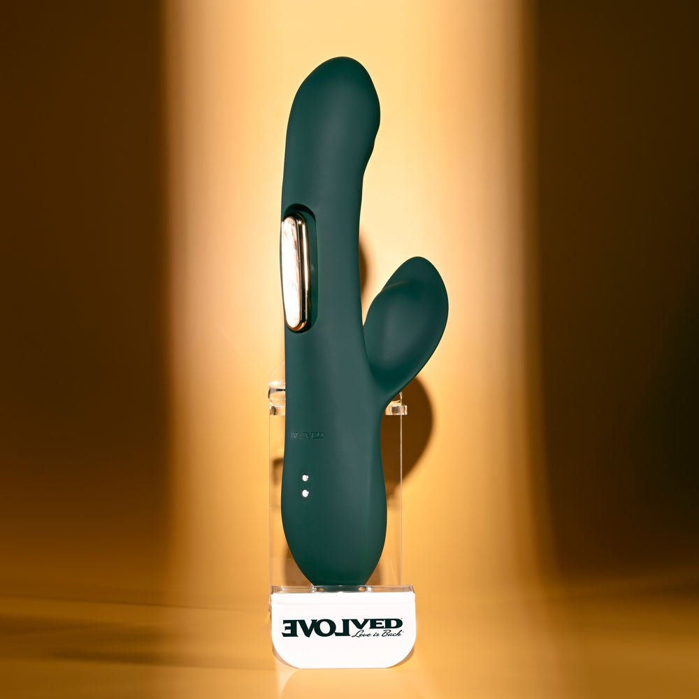 Evolved Heart Of Gold Green Rabbit Vibrator - VIBRATORS