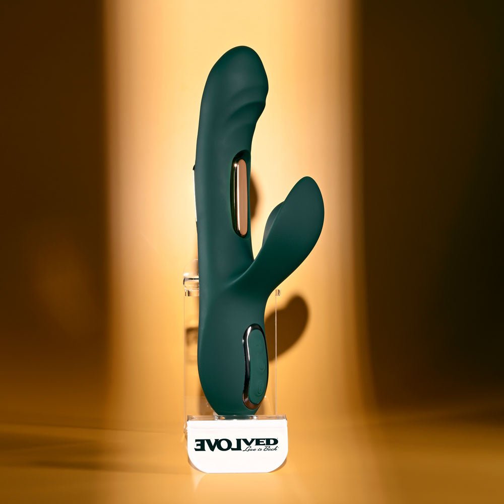 Evolved Heart Of Gold Green Rabbit Vibrator - VIBRATORS