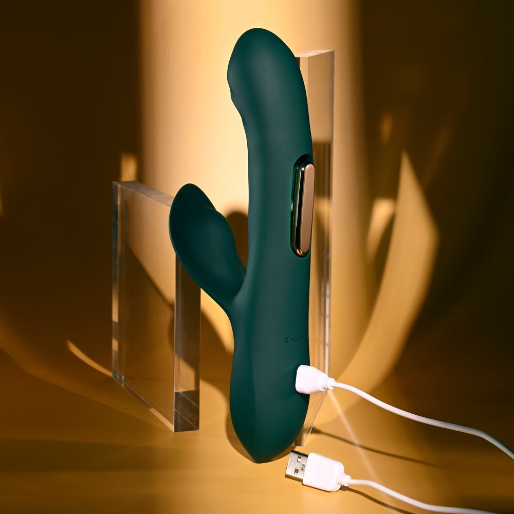 Evolved Heart Of Gold Green Rabbit Vibrator - VIBRATORS