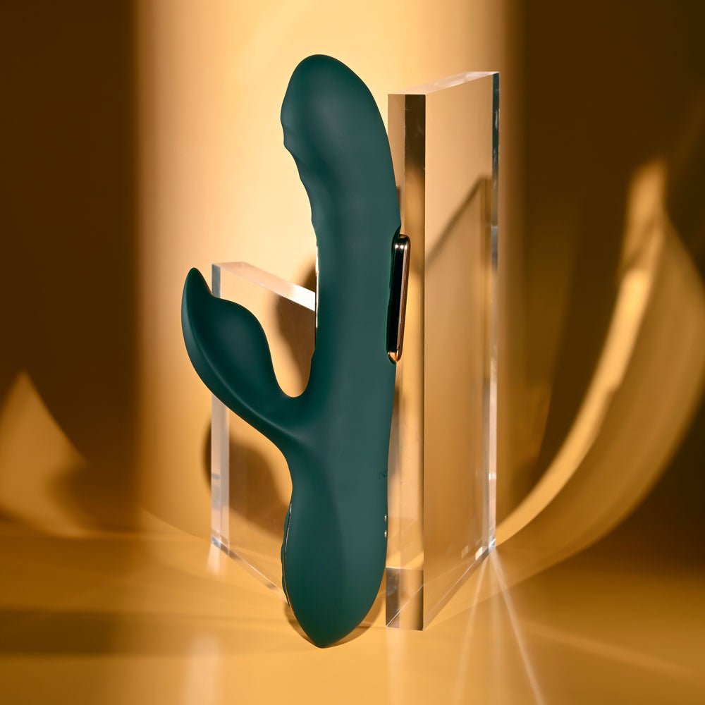 Evolved Heart Of Gold Green Rabbit Vibrator - VIBRATORS