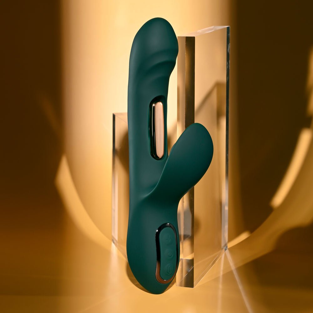 Evolved Heart Of Gold Green Rabbit Vibrator - VIBRATORS