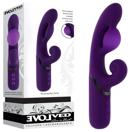 Evolved PLEASURE PUFF - Purple 24.1 cm Inflatable Rabbit Vibrator - VIBRATORS