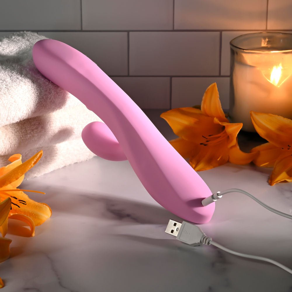 Evolved Push The Button Pink 23.5cm Rabbit Vibrator G Spot - VIBRATORS