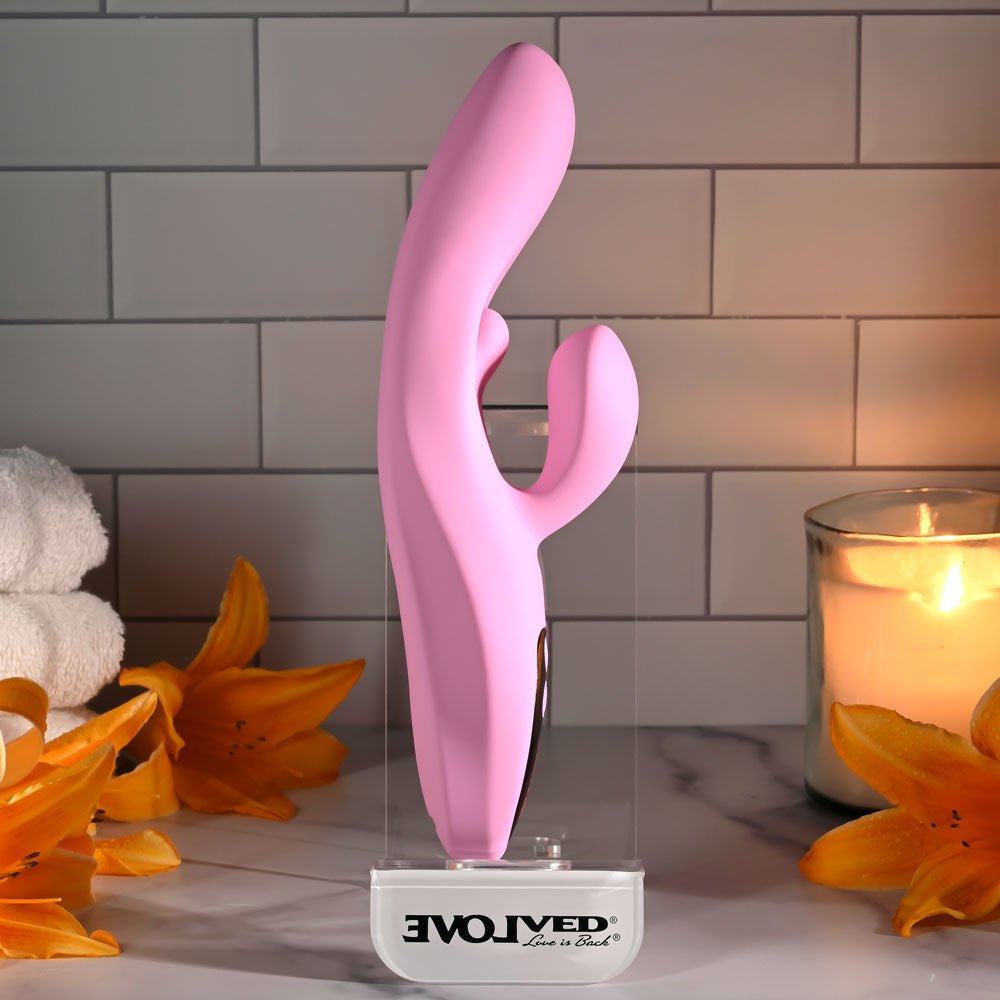 Evolved Push The Button Pink 23.5cm Rabbit Vibrator G Spot - VIBRATORS