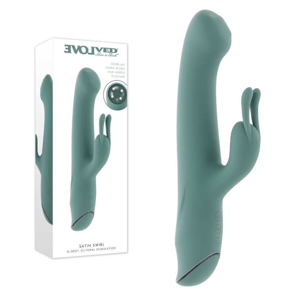 Evolved Satin Swirl Rabbit Vibrator 23cm Swirling Head - VIBRATORS