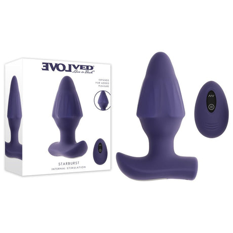 Evolved Starburst Purple Rechargeable Vibrating Butt Plug With Wireless Remote - ANAL TOYS