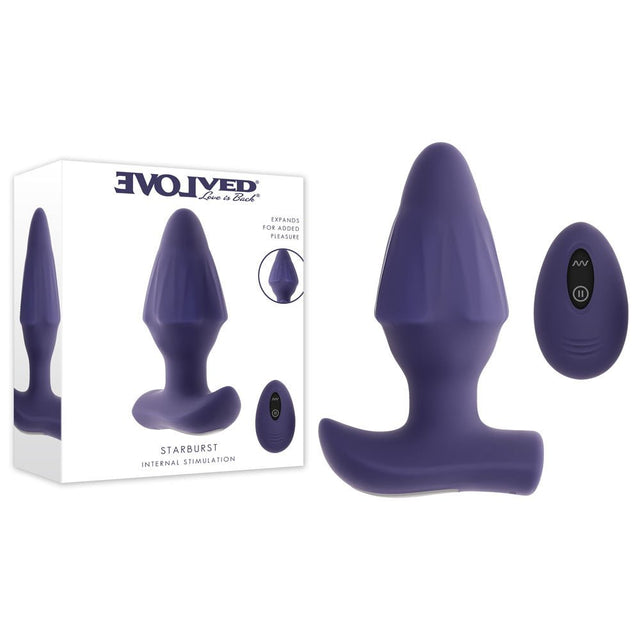Evolved Starburst Purple Rechargeable Vibrating Butt Plug With Wireless Remote - ANAL TOYS