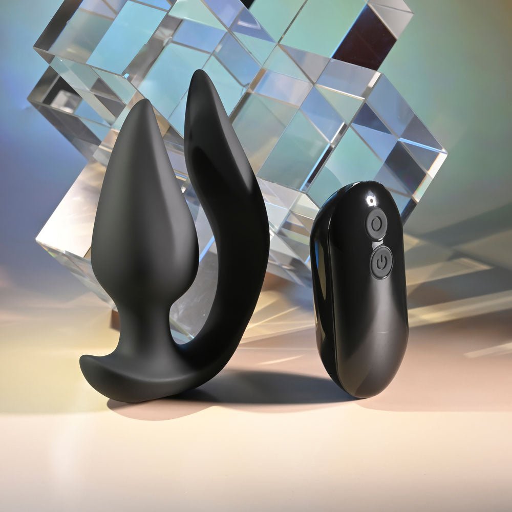 Evolved The Genie Black 11.2 cm Remote Vibrating Plug - ANAL TOYS