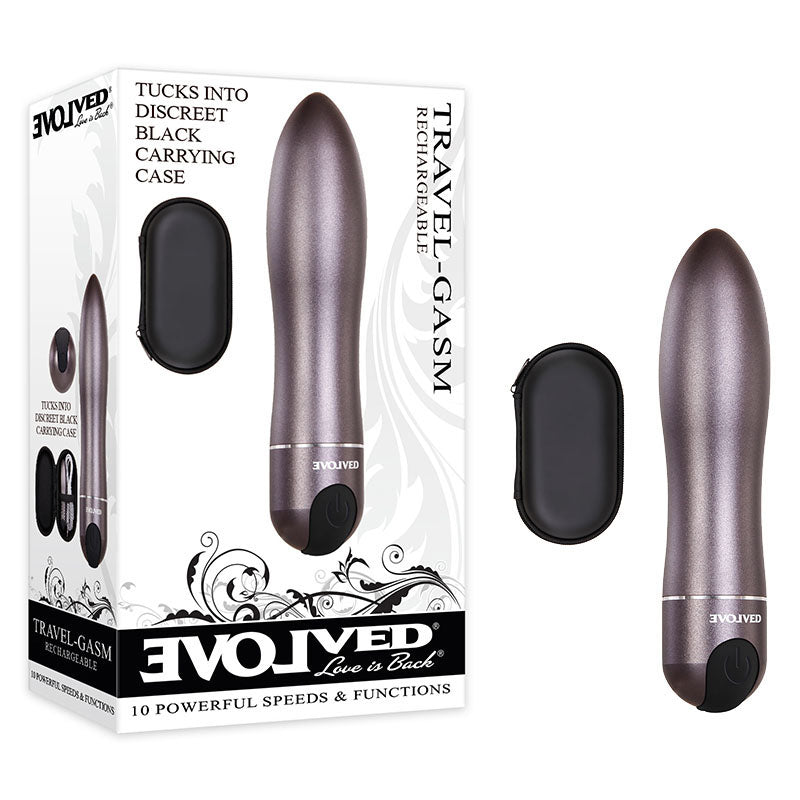 Evolved Travel - Gasm - Gray 9 cm USB Rechargeable Bullet with Travel Case - BULLETS & EGGS