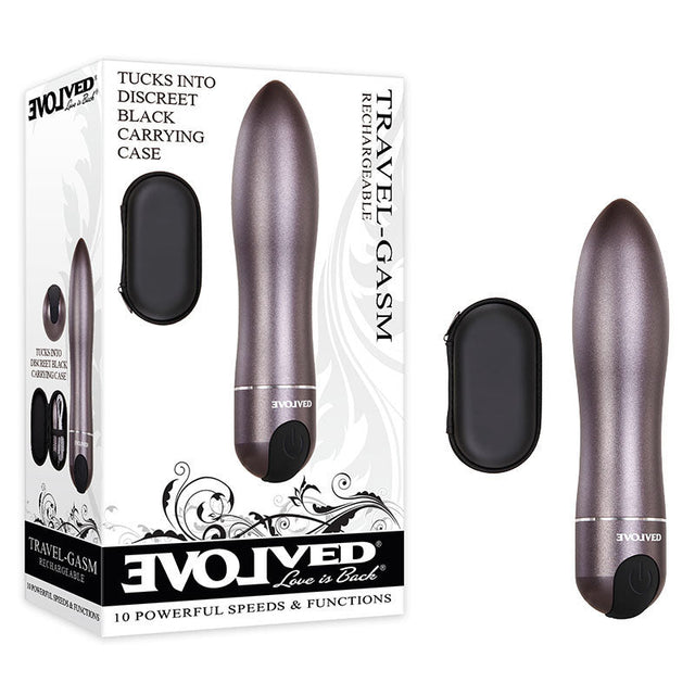 Evolved Travel - Gasm - Gray 9 cm USB Rechargeable Bullet with Travel Case - BULLETS & EGGS