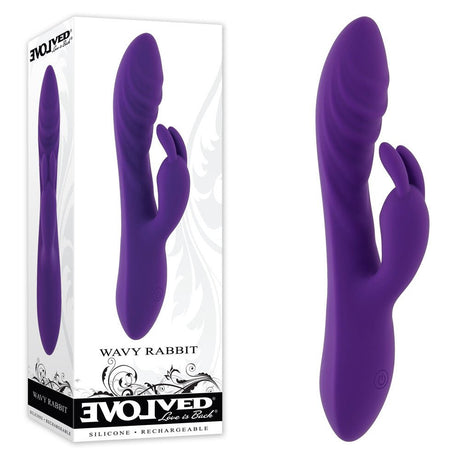 Evolved WAVY RABBIT - Purple 20.6 cm USB Rechargeable Rabbit Vibrator - VIBRATORS