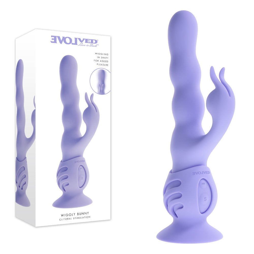 Evolved Wiggly Bunny Rabbit Vibrator With Suction Base - VIBRATORS