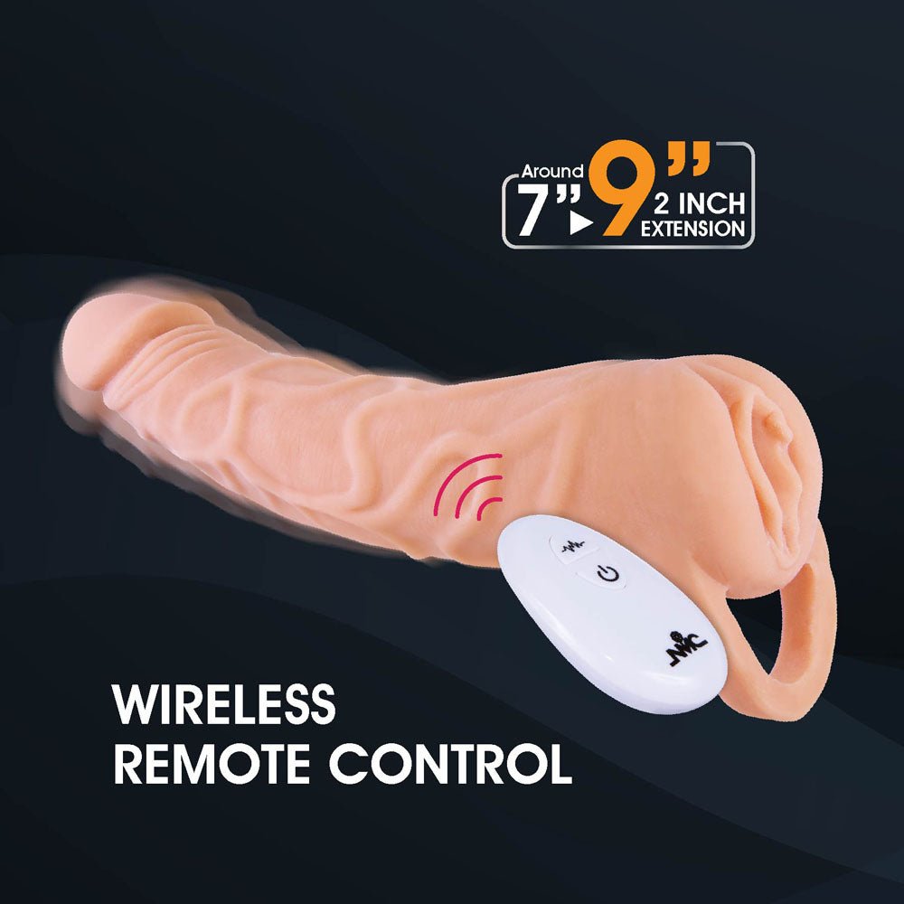 Extendor+ - Flesh 2 Inch Vibrating Penis Extender and Stroker - MASTURBATORS