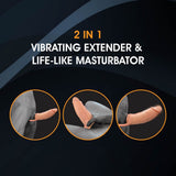 Extendor+ - Flesh 2 Inch Vibrating Penis Extender and Stroker - MASTURBATORS