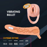 Extendor+ - Flesh 2 Inch Vibrating Penis Extender and Stroker - MASTURBATORS