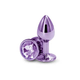 Rear Assets - Small Metal Butt Plug with Purple Round Gem Base